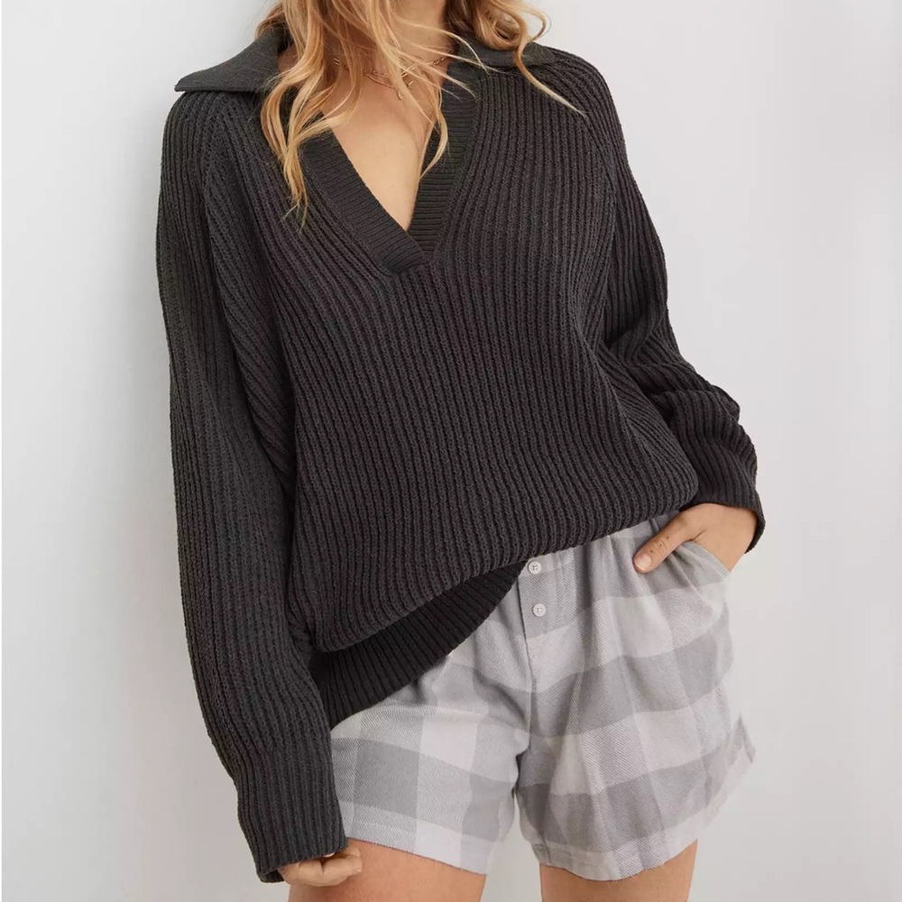 Aerie Sugar Rush Chenille V Neck Sweater